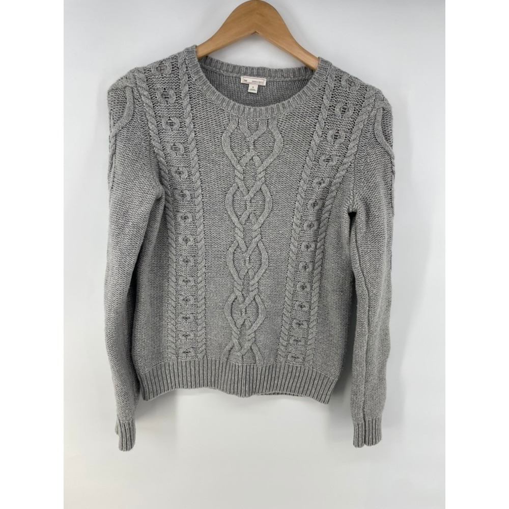 Gap Wool Blend Fisherman Sweater Women S Cable Knit Gray Classic Capsule Preppy